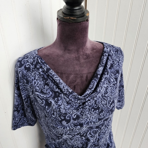 Motherhood Maternity Short Sleeve Top Womens Blue Paisley Round Hem Soft Modal M - Picture 4 of 12